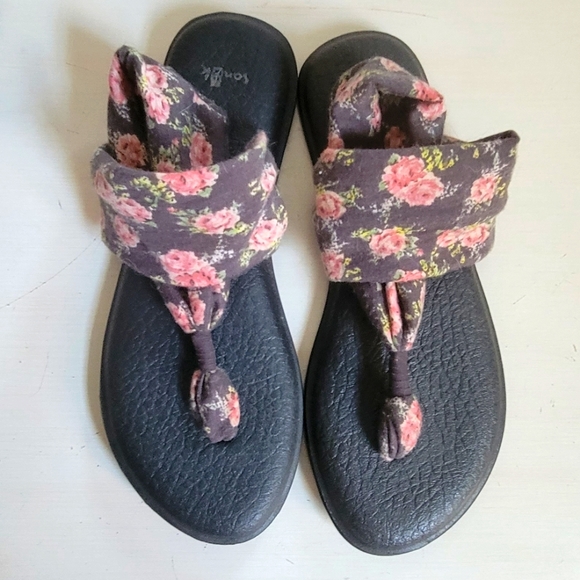 Sanuk Floral Print Yoga Sling Sandals Sz 8 - Picture 2 of 8